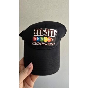 M&M's Racing Hat Black Adjustable NASCAR Candy Logo Baseball Cap Auto Racing Men